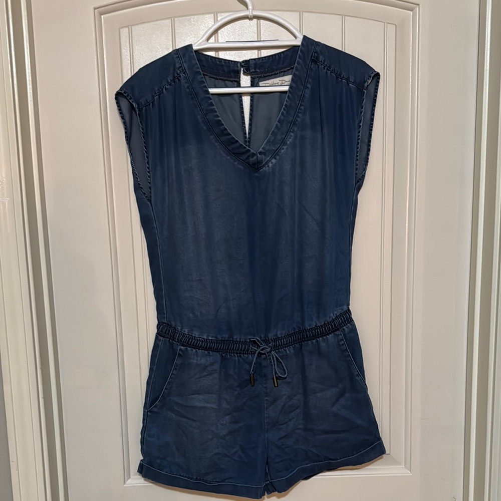 Dittos Blue Sleeveless Romper with V-Neckline